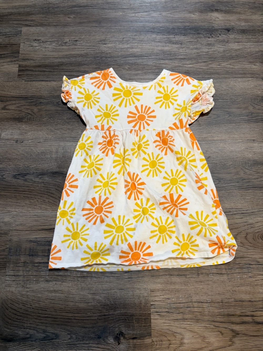 Old Navy White Dress with Yellow & Orange Sunburst Print